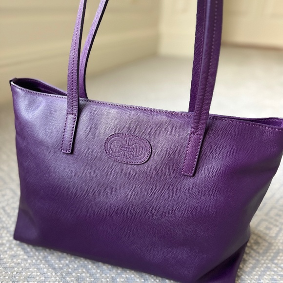 Salvatore Ferragamo Purple Saffiano Leather Tote - Picture 1 of 3